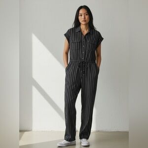 Elegant Black Striped Jumpsuit